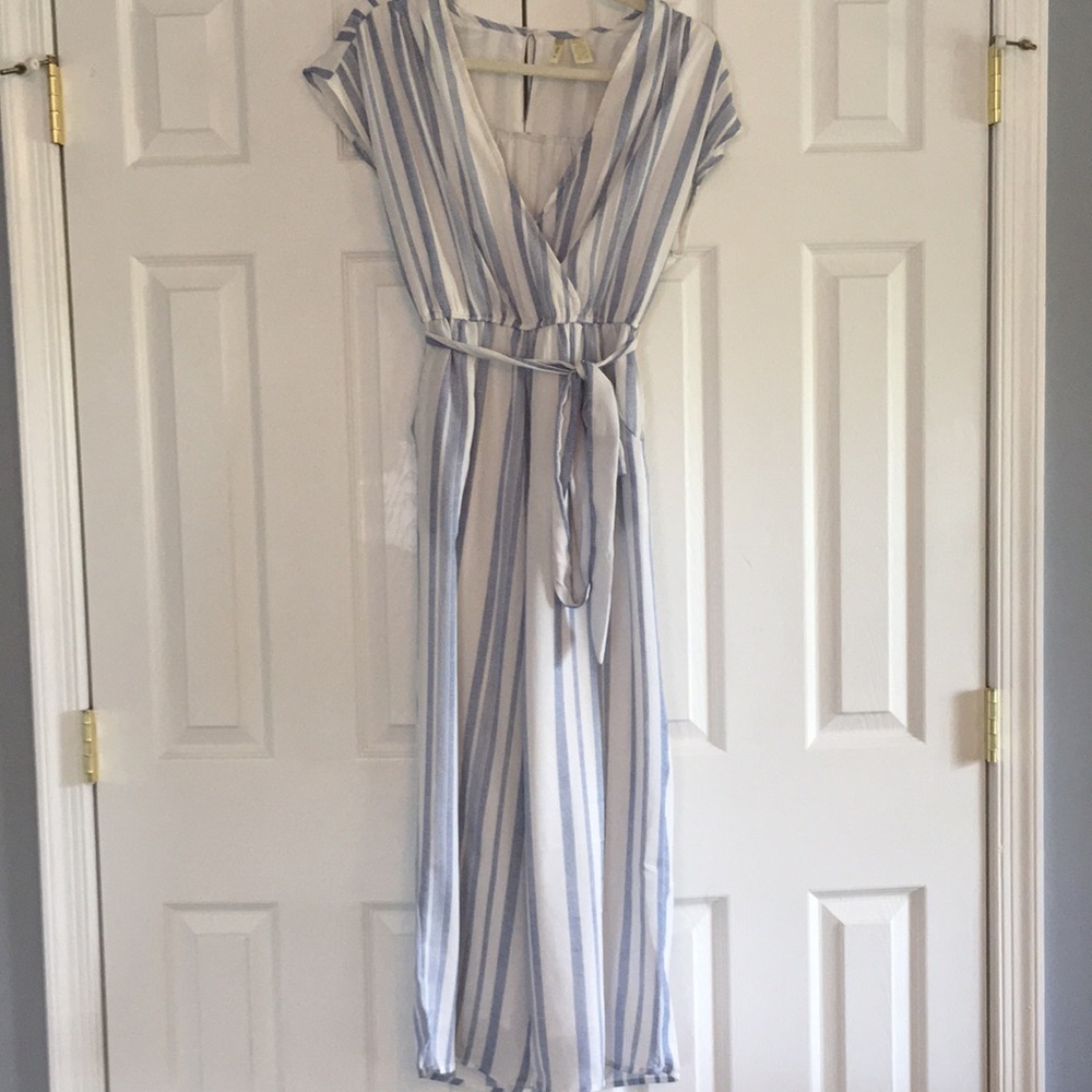 Blue/white striped jumpsuit